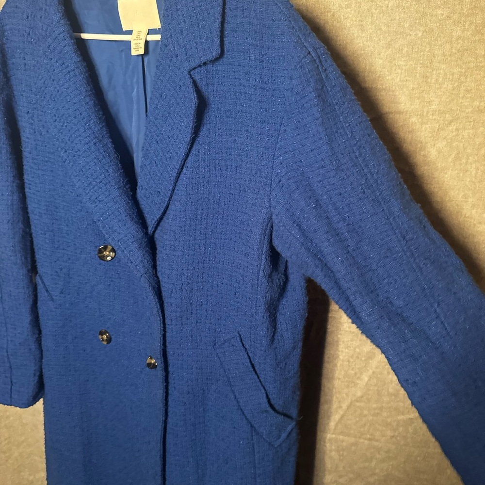 H&M Royal Blue Long Pea Coat - Picture 3 of 9
